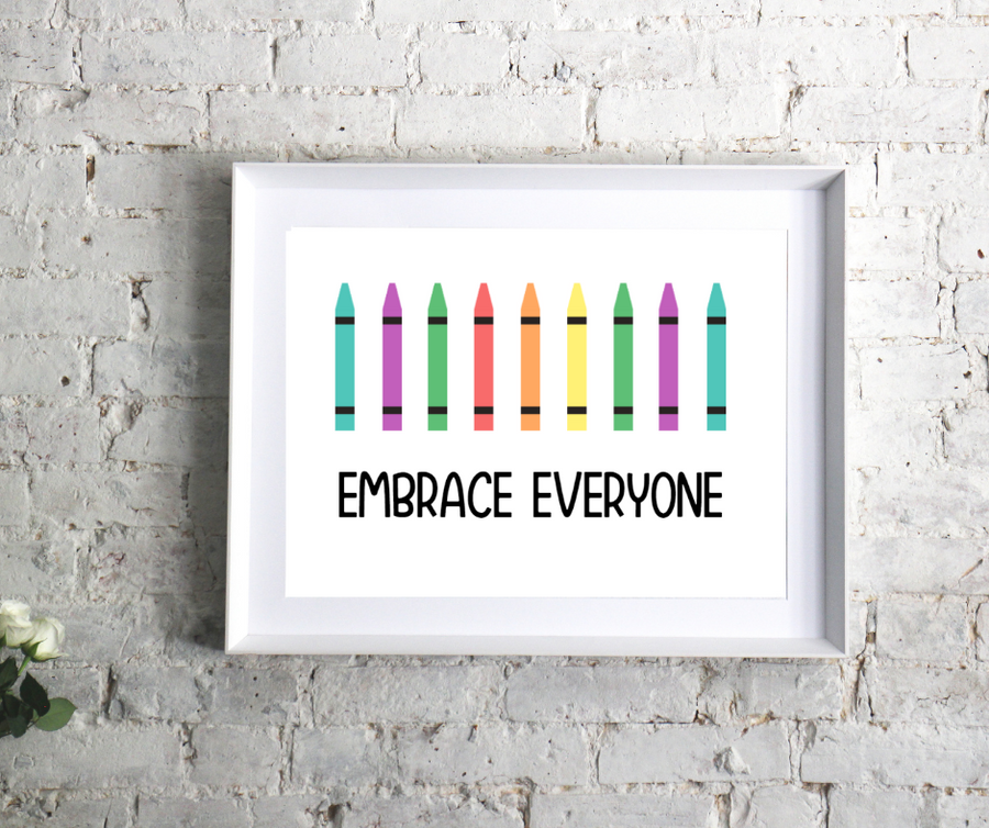 We believe that everyone can be embraced and accepted for who they are and how they look. This charming kid's affirmation printable is an empowering and adorable addition to any playroom, classroom, or kid's room. Diversity, inclusivity, and equality matter.