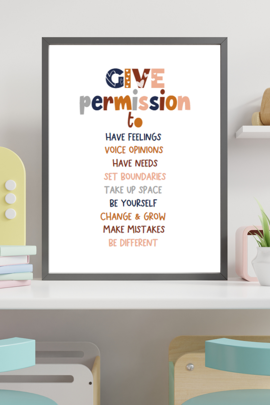 Kids Create the Change | Give Permission to Affirmation Print | Peace 
