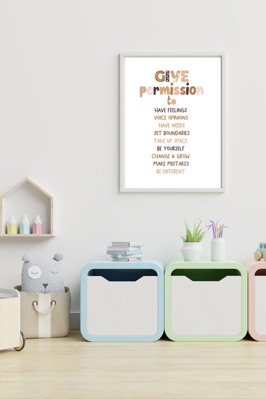 Give Permission to Affirmation Print | Positive Affirmations For Kids 