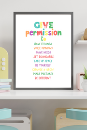 Give Permission to Affirmation Print | Kids Mindfulness And Meditation