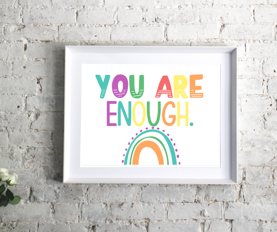 You are enough. Your child is enough. Your family is enough. Your students are enough. This charming kid's affirmation printable is an empowering and adorable addition to any playroom, classroom, or kid's room. We can accept ourselves and others for who we are as individuals.